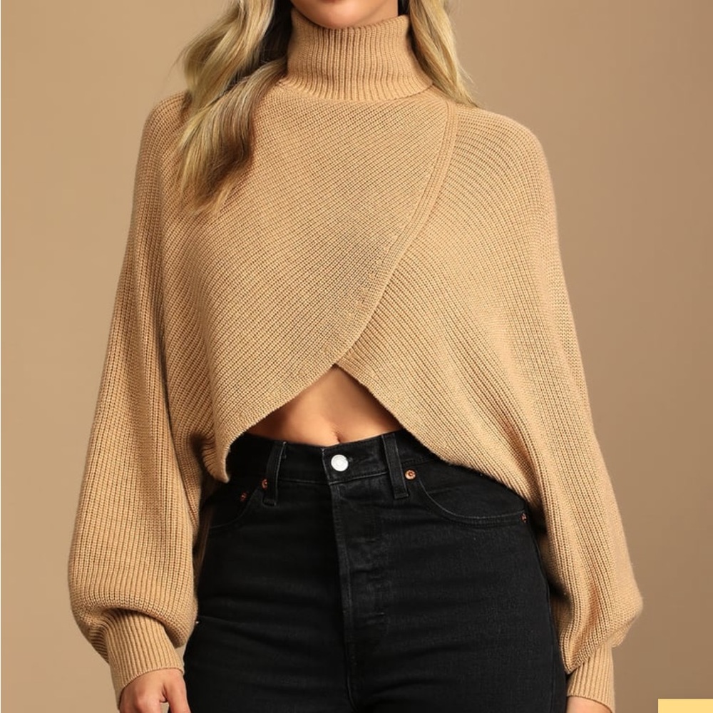 Tan turtleneck spilt sweater